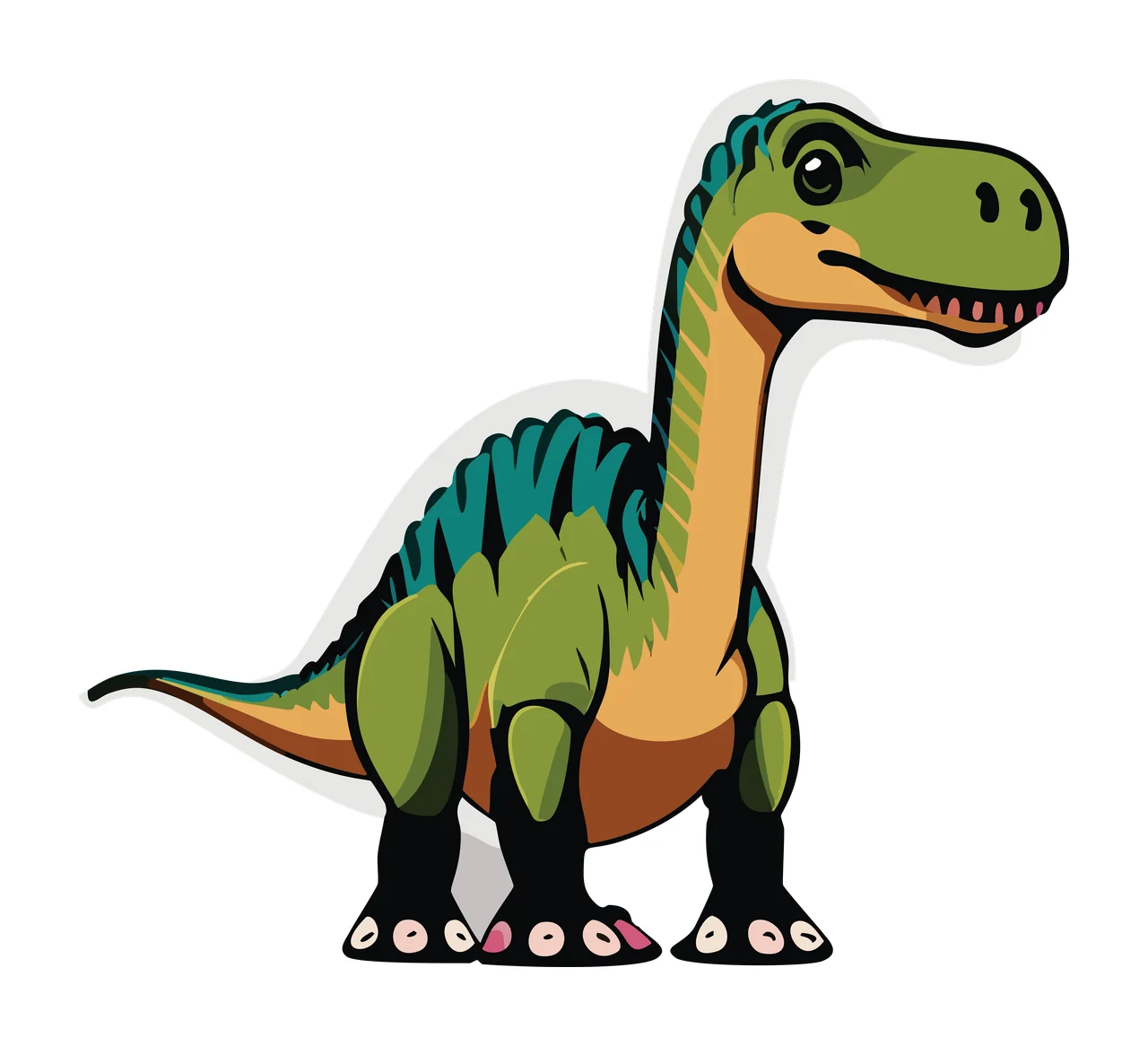 Dinosaur Black Silhouette Facing Forward standing white animal