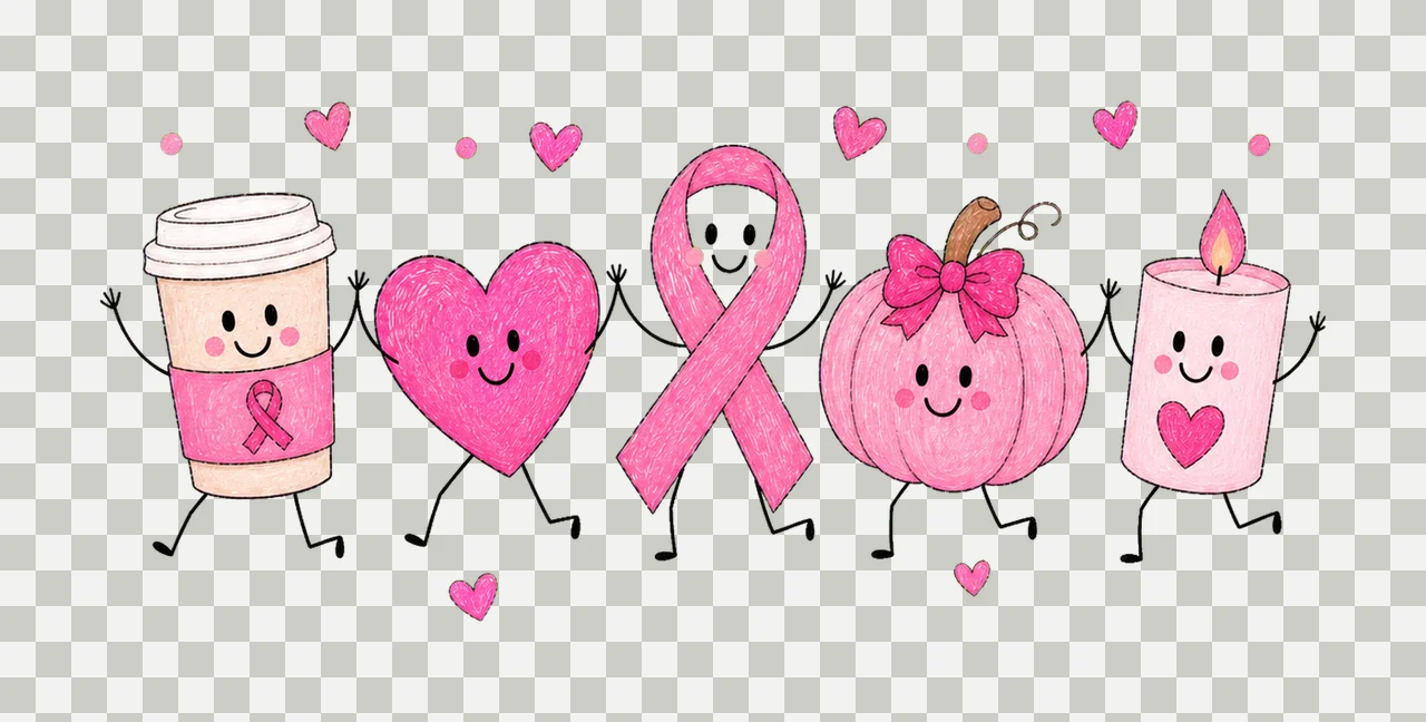 Trendy Breast Cancer Awareness Doodle Cute Variation B transparency and detail preview thumbnail