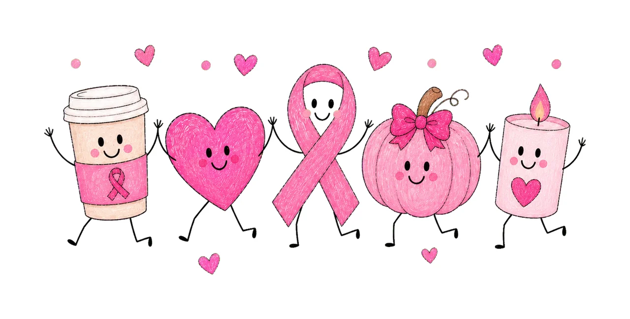 Trendy Breast Cancer Awareness Doodle Cute Variation B