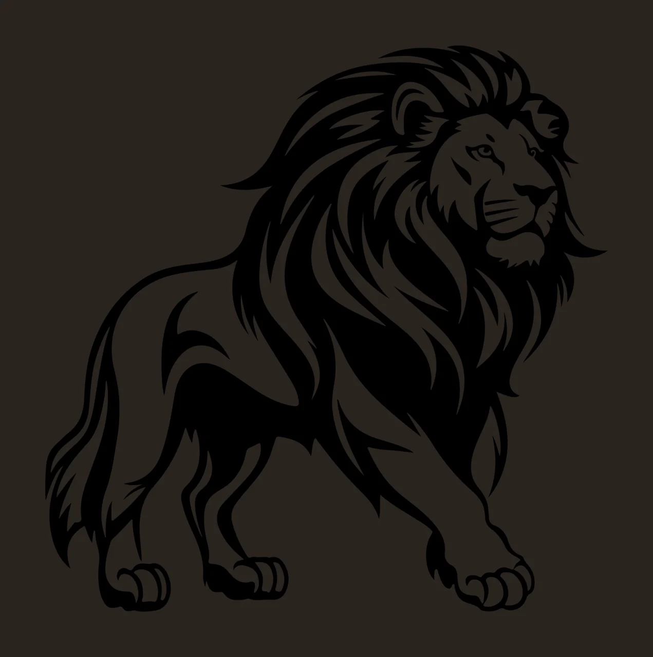 Lion Walking Silhouette Icon mane stylized black animal contrast preview thumbnail