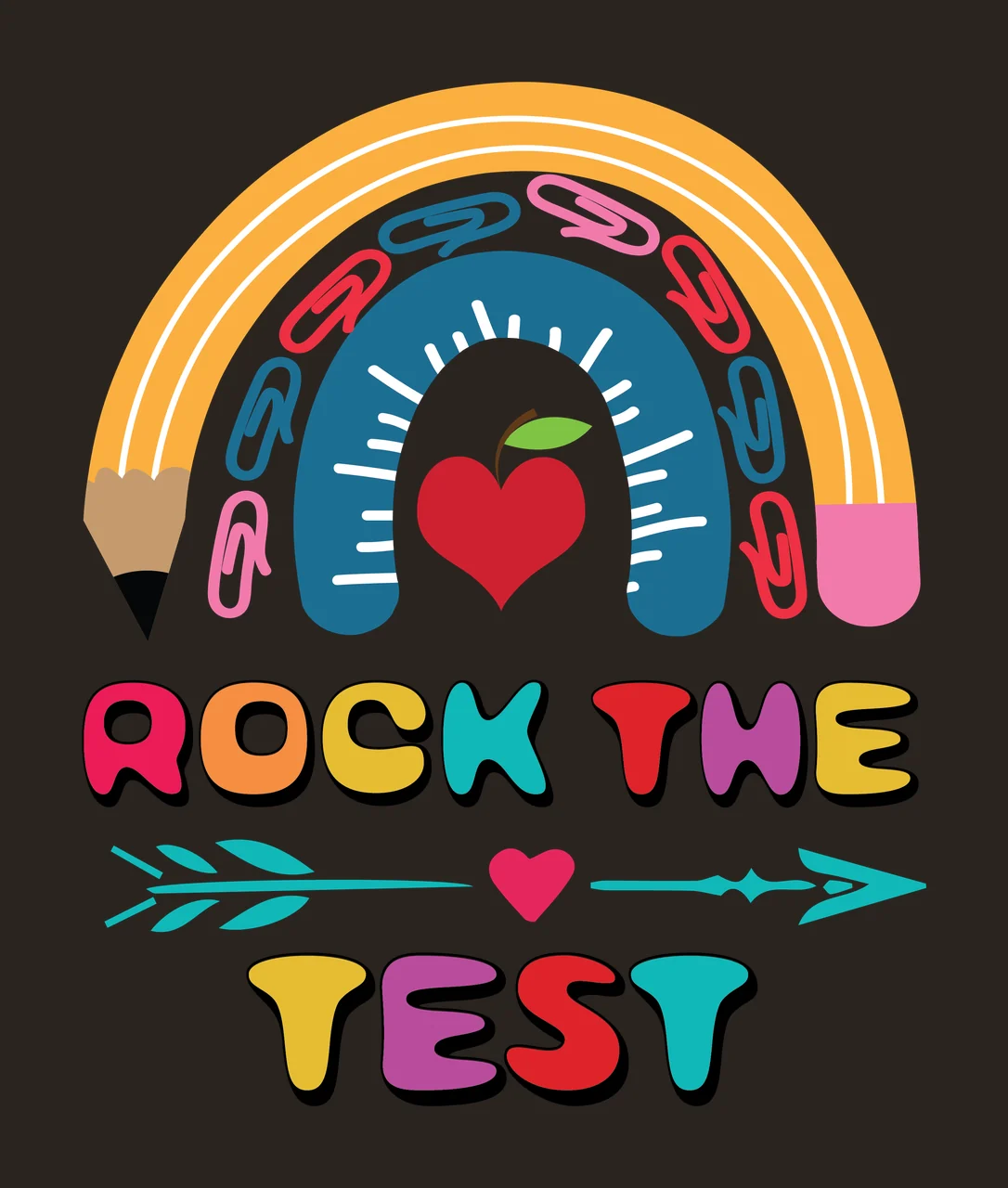 Rock The Test With Rainbow text and graphic inspirational paper clips contrast preview thumbnail