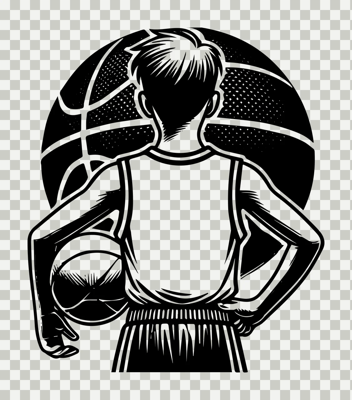 Ball Player Basketball Holding Illustration jersey comic black transparency and detail preview thumbnail
