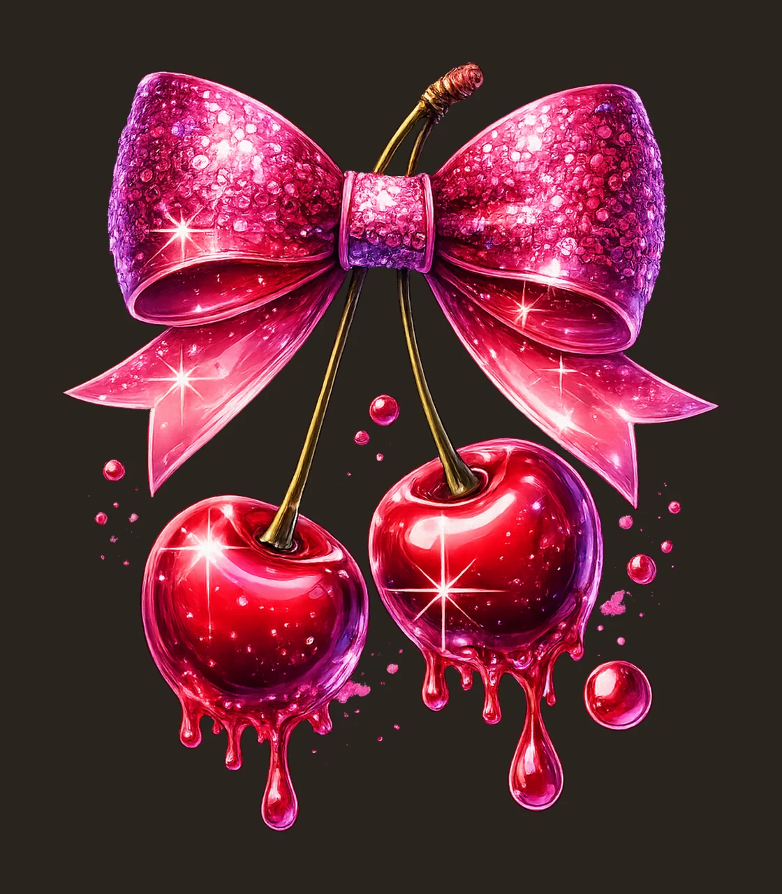 Dripping Cherry Artwork Watercolor Set Glamorous Bows DIY contrast preview thumbnail