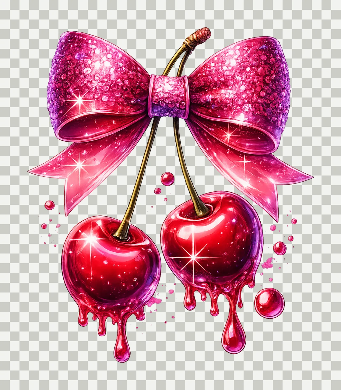 Dripping Cherry Artwork Watercolor Set Glamorous Bows DIY transparency and detail preview thumbnail