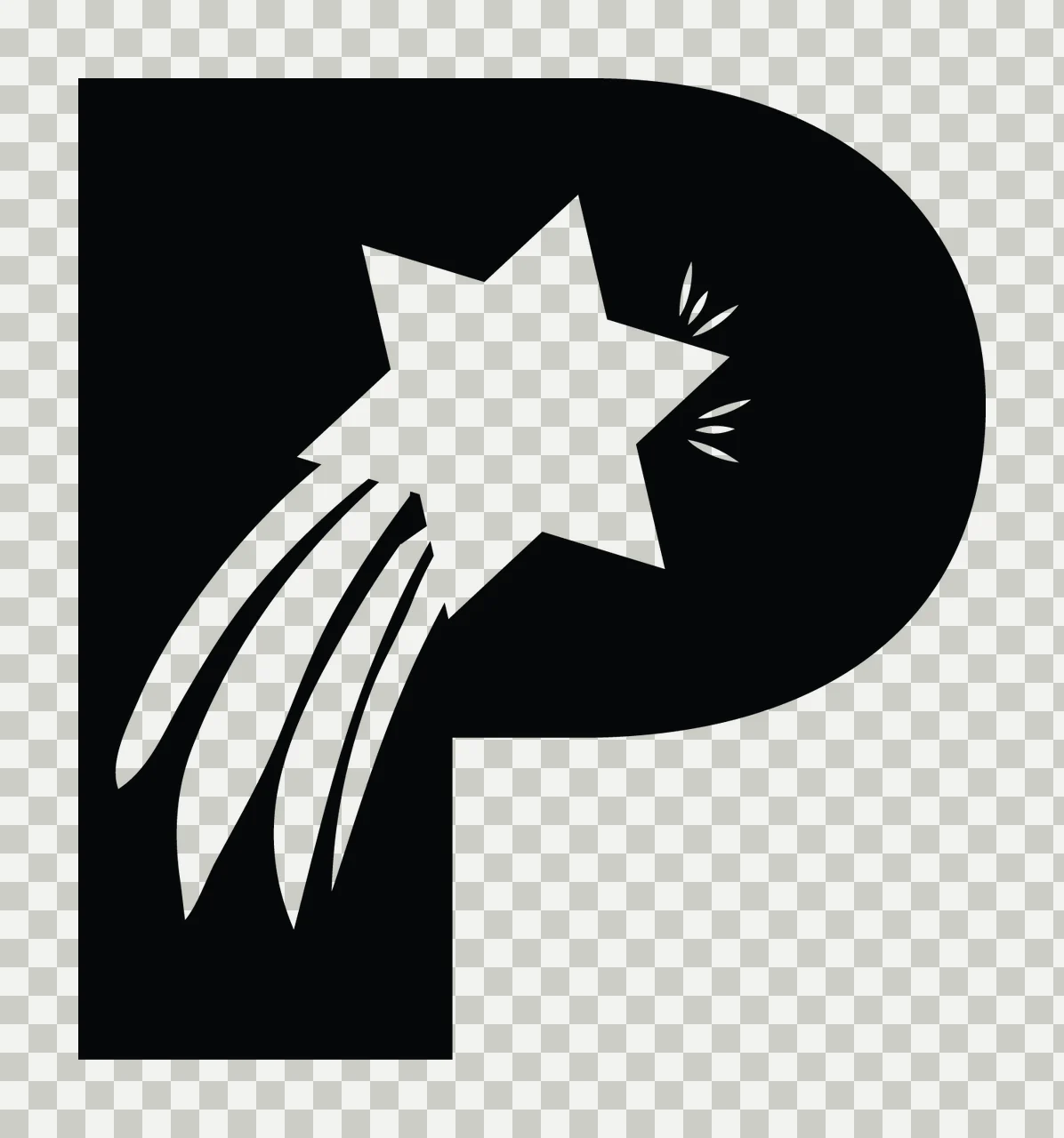 Space P Letter Shooting Star transparency and detail preview thumbnail