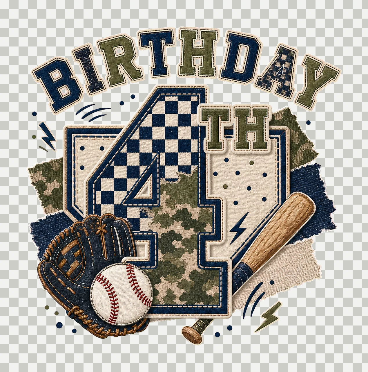 Star Camo Baseball Birthday age 04 transparency and detail preview thumbnail
