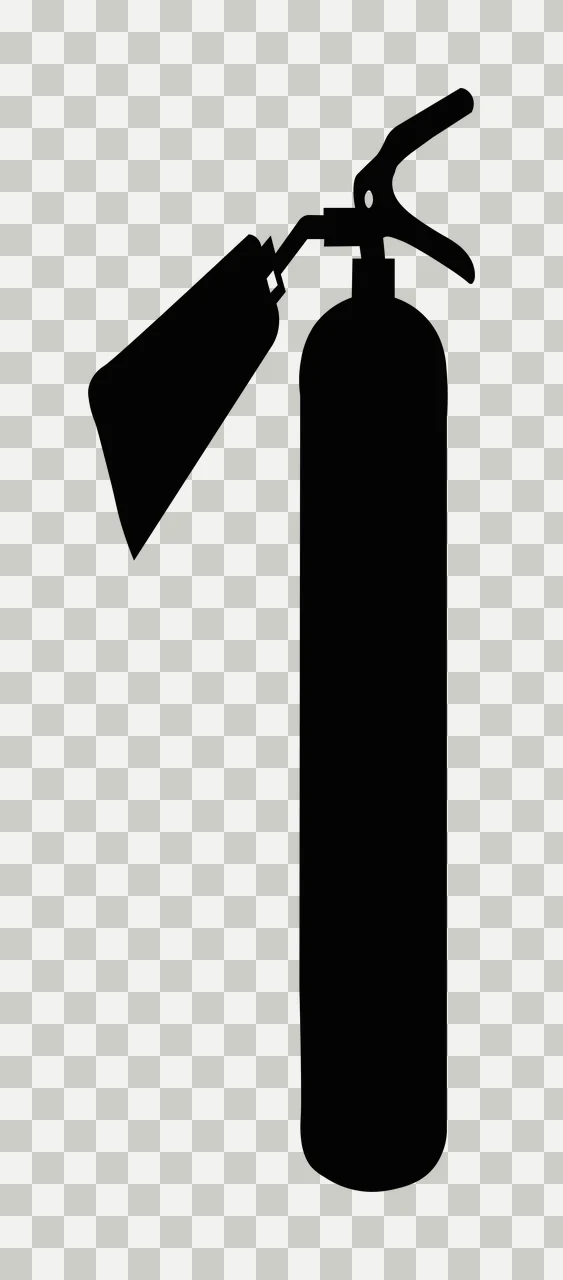 Black Silhouette Of A Handheld Fire Extinguisher canister nozzle transparency and detail preview thumbnail