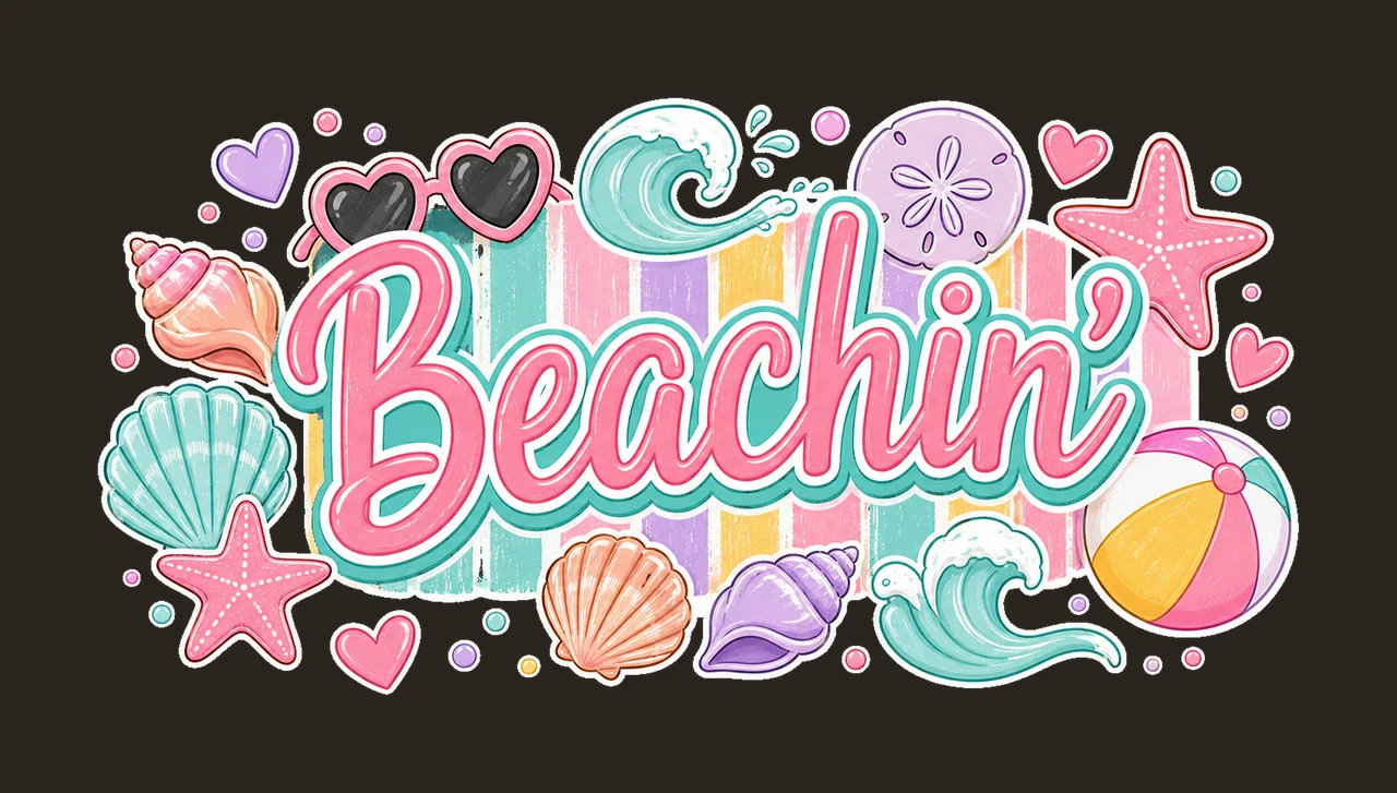 Everyday Summer Beachin Digital Design Girly Variation F contrast preview thumbnail