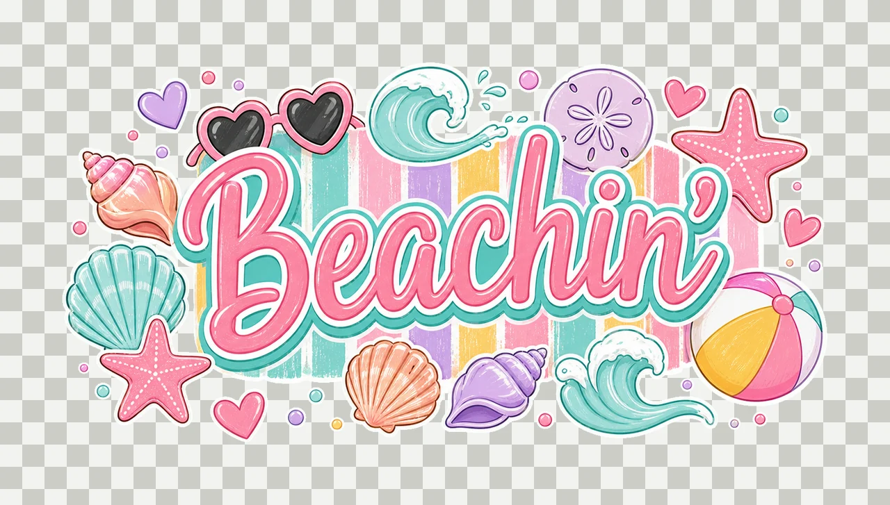 Everyday Summer Beachin Digital Design Girly Variation F transparency and detail preview thumbnail