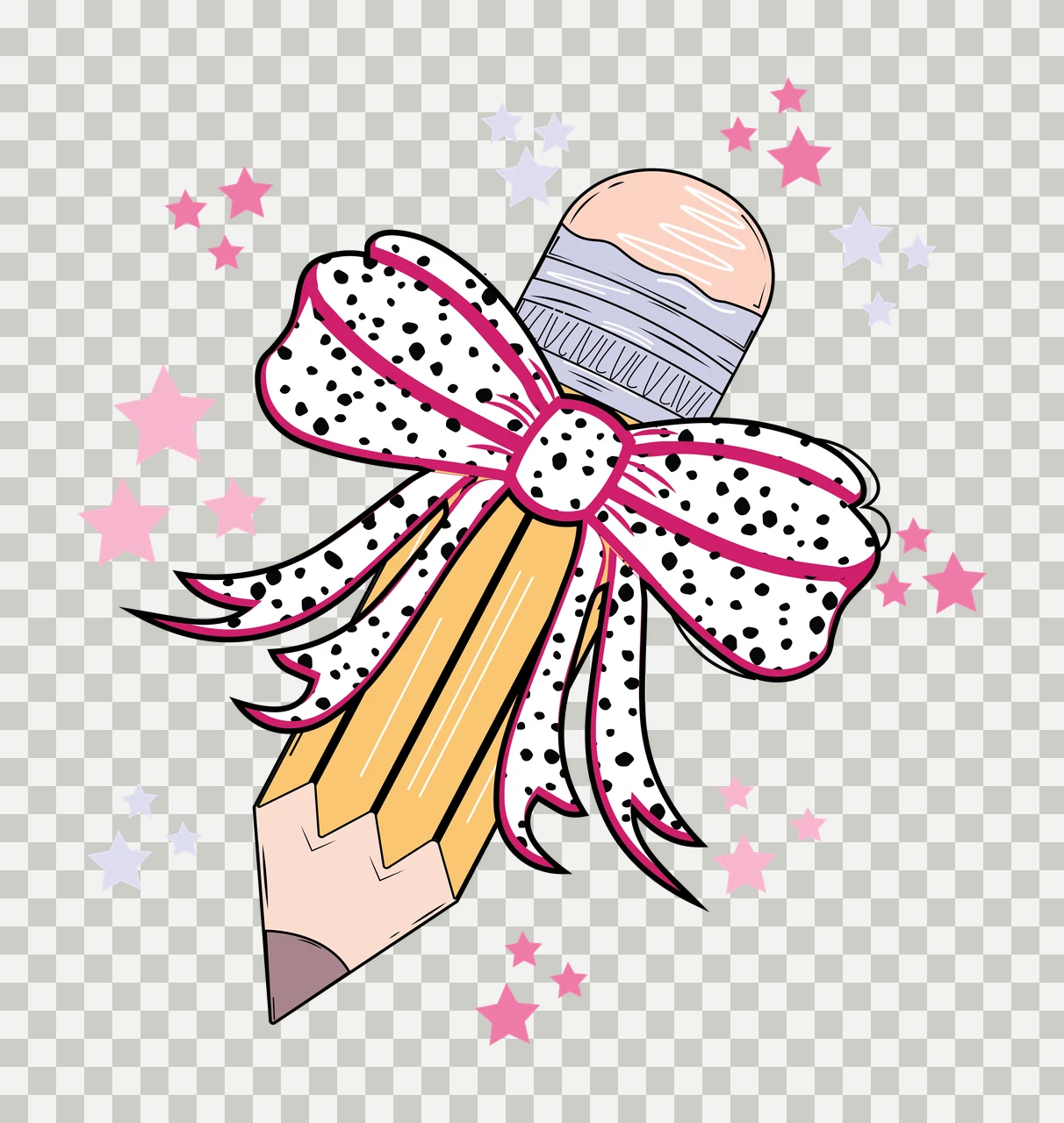 Crayon Silhouette With Decorative Stars bow star black decoration transparency and detail preview thumbnail