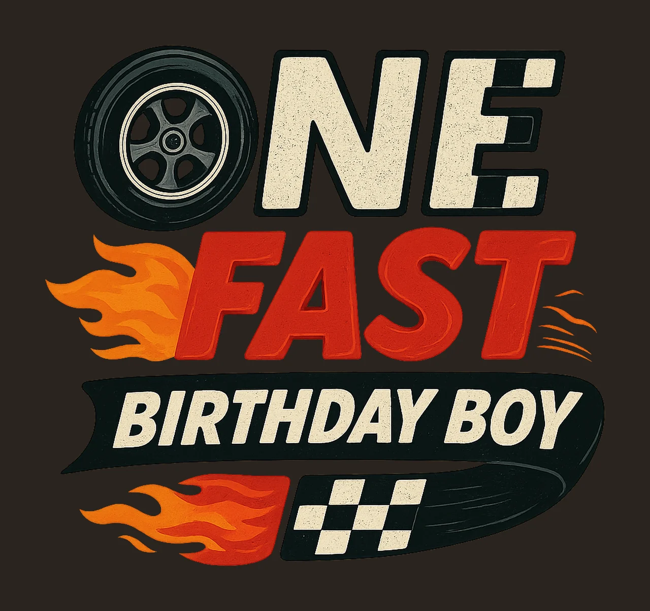 One Fast Birthday Boy Race Car Birthday Design 1st Birthday contrast preview thumbnail
