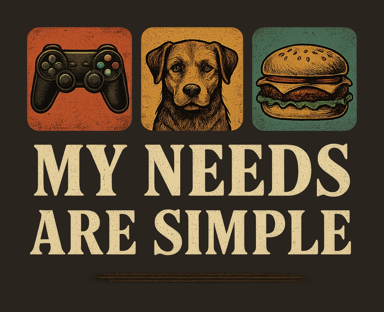 My Needs Are Simple Gamers Game Gift Design Gaming Artwork contrast preview thumbnail
