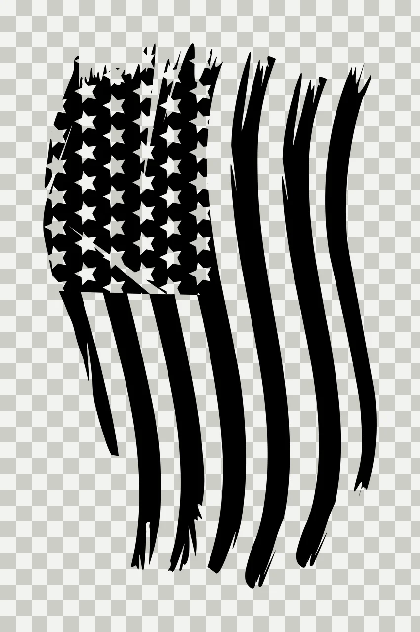Black Flag Vertical American With Brush Stripes stars white transparency and detail preview thumbnail