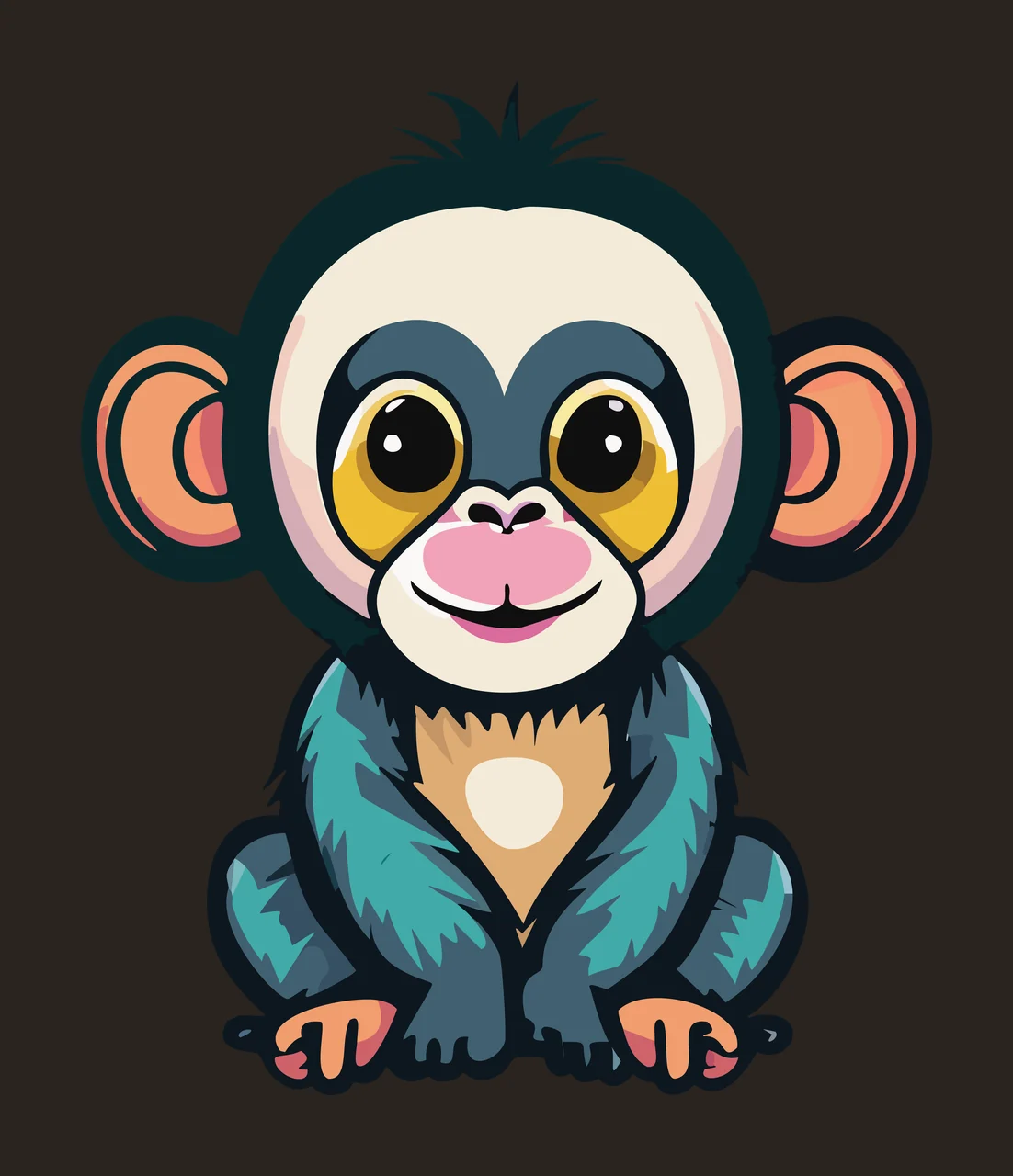 Animal Monkey Silhouette Sitting Down solid black white plain contrast preview thumbnail