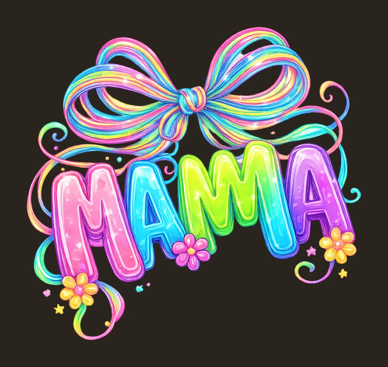 Mama Neon Coquette Bow Mother Day Sublimation Funny contrast preview thumbnail