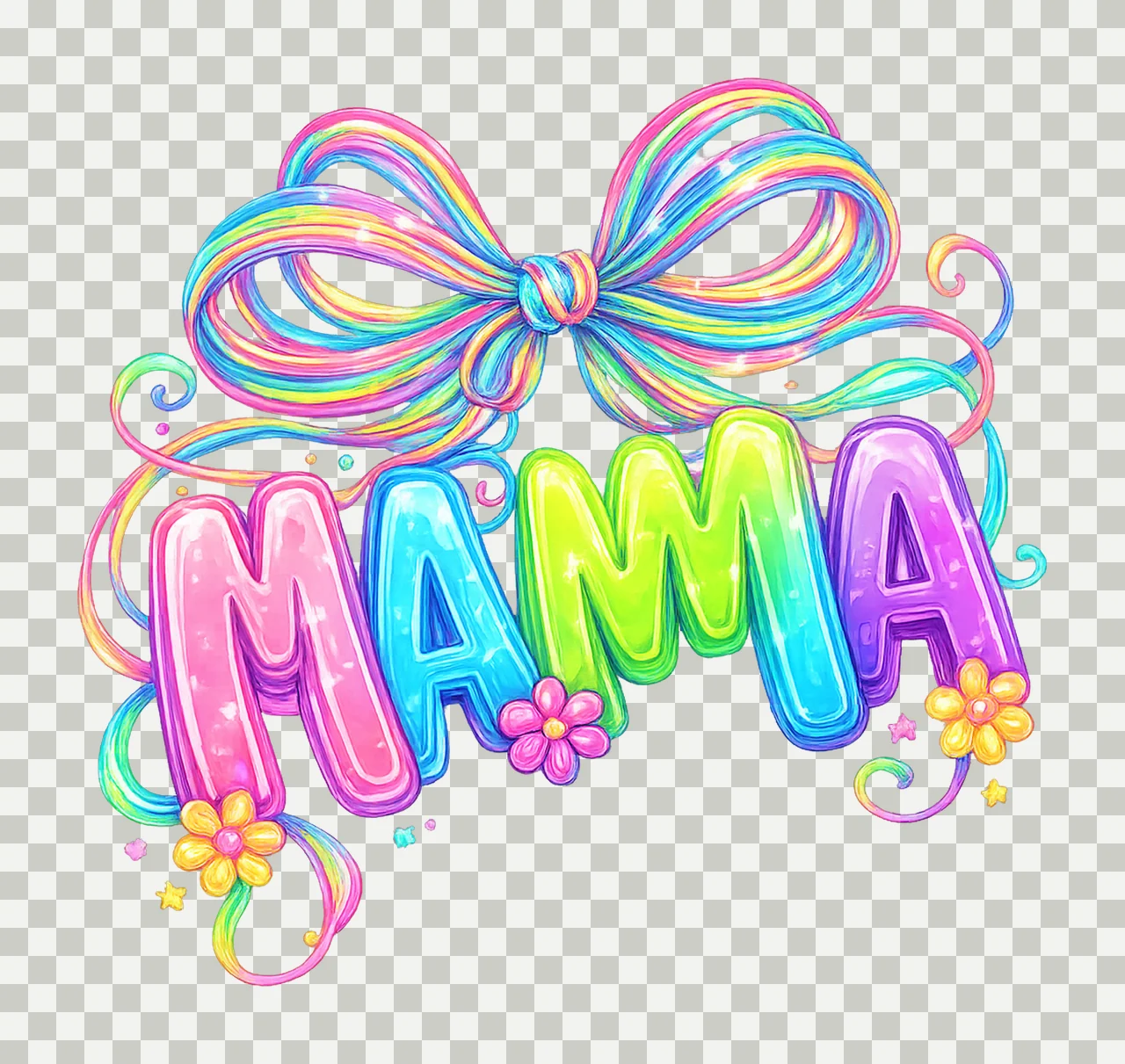 Mama Neon Coquette Bow Mother Day Sublimation Funny transparency and detail preview thumbnail