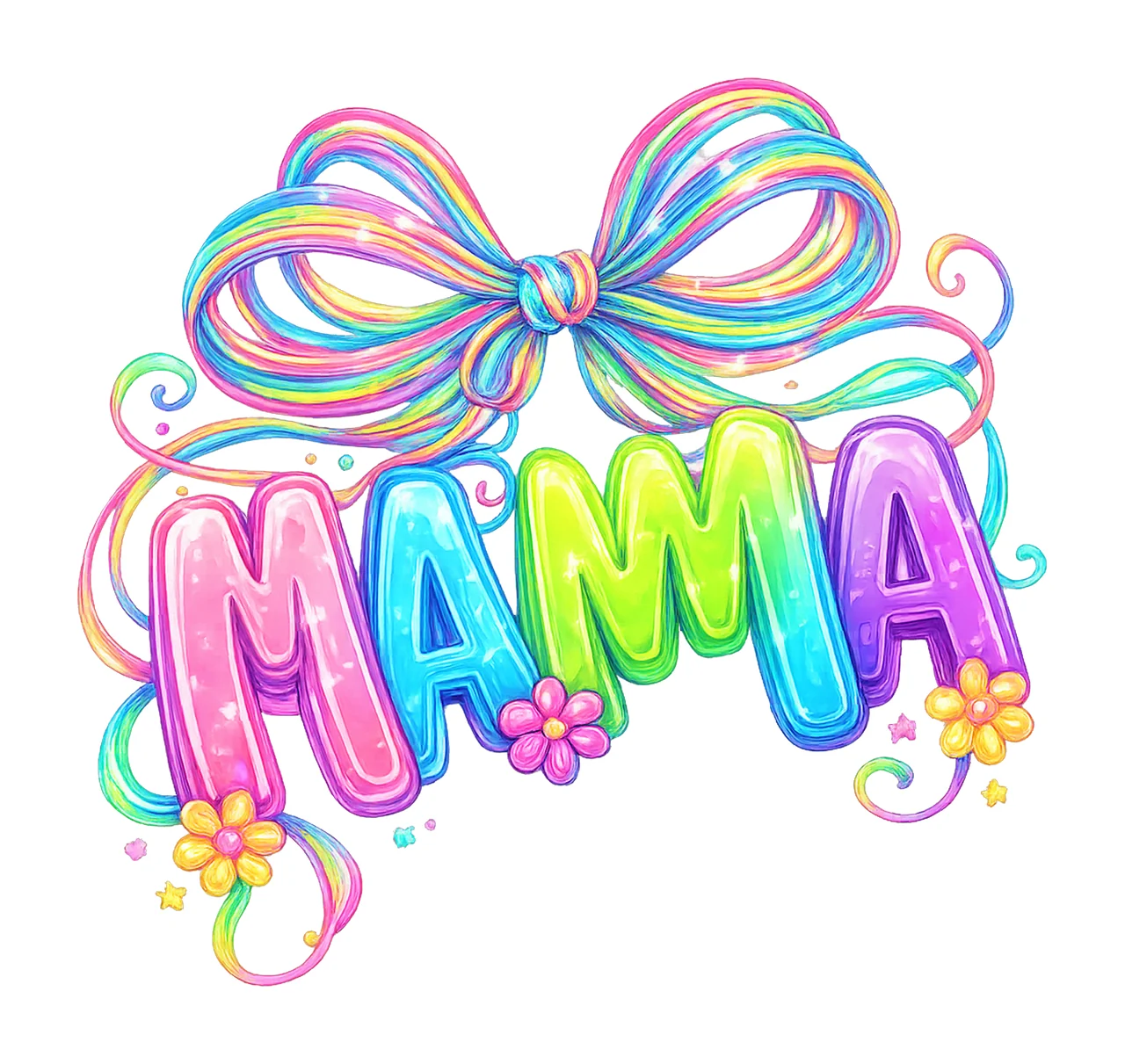 Mama Neon Coquette Bow Mother Day Sublimation Funny