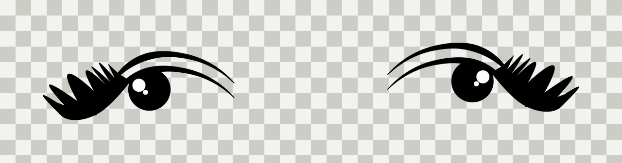Minimalist Black Stylized Eyes With Long Lashes eyelashes pupils transparency and detail preview thumbnail