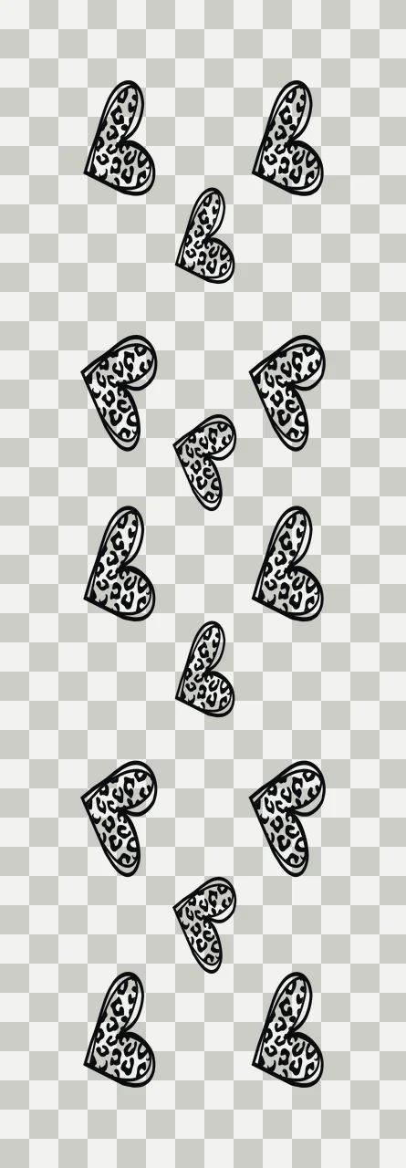 Hearts Leopard Print Heart Pattern Column arranged black white transparency and detail preview thumbnail
