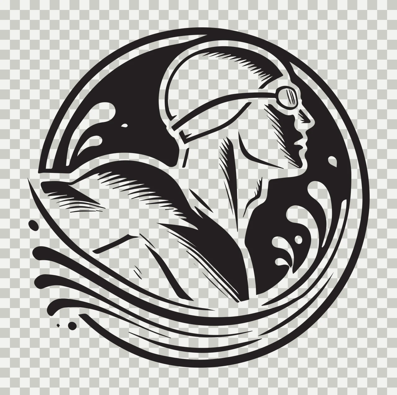 Swimming Athlete In Circle Frame swimmer cap goggles water transparency and detail preview thumbnail