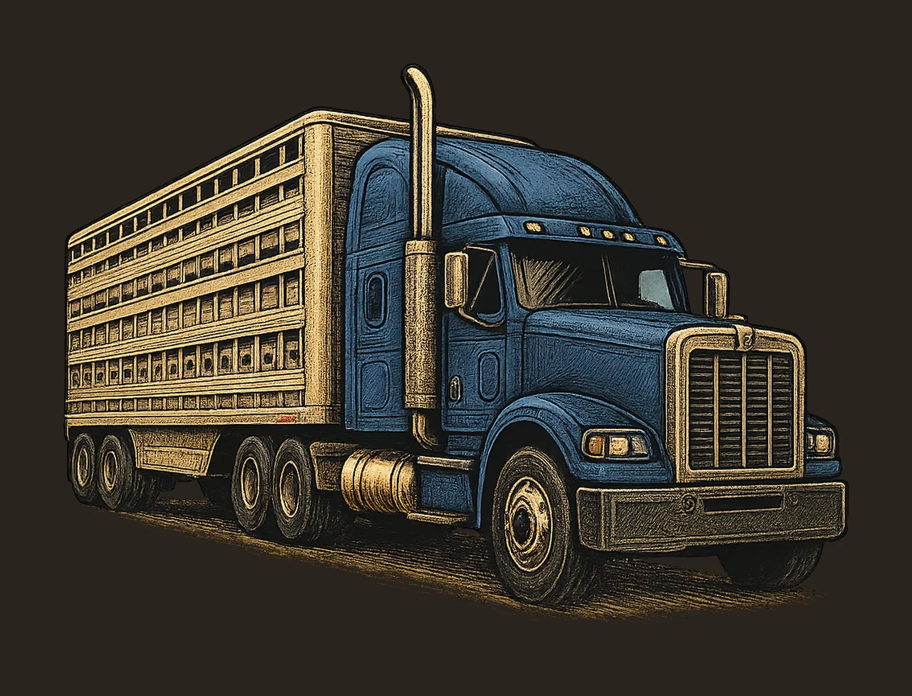 Cattle Truck Machine Embroidery Design Farm Truck Artwork contrast preview thumbnail