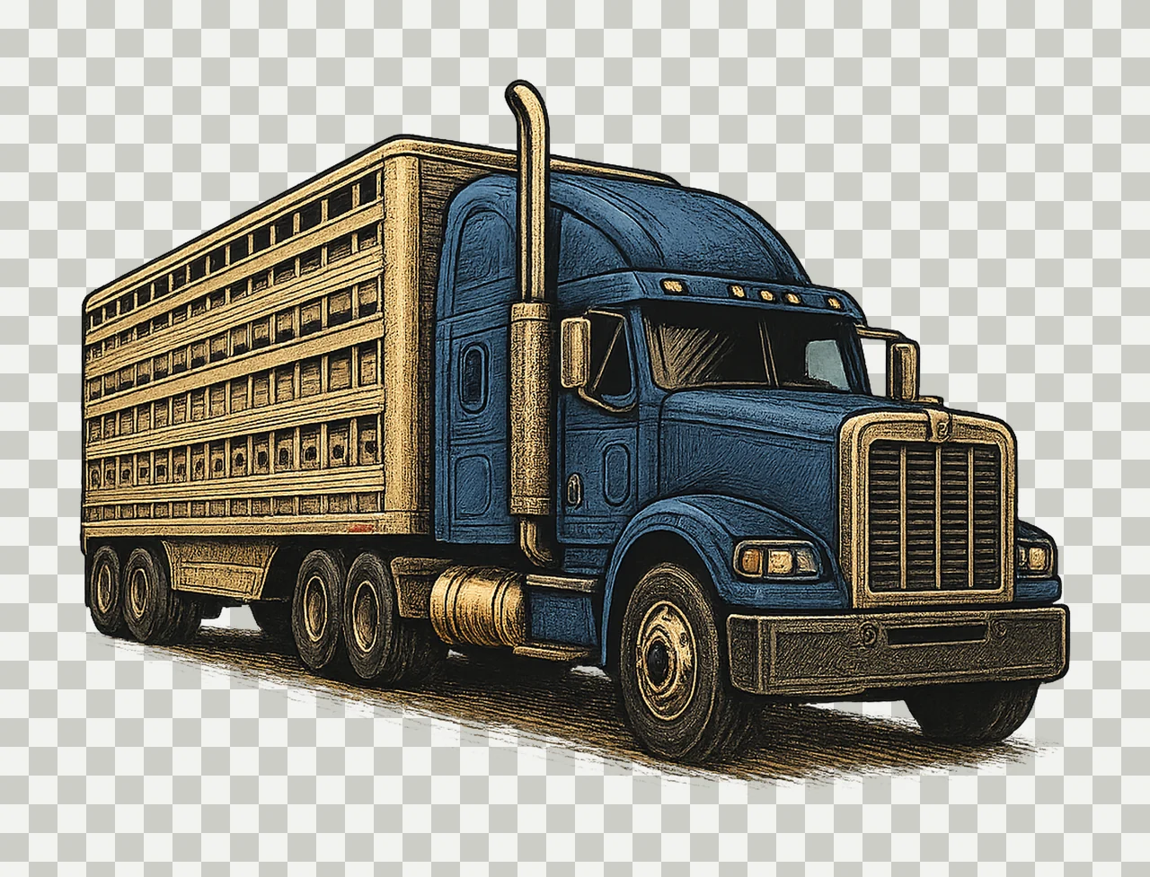 Cattle Truck Machine Embroidery Design Farm Truck Artwork transparency and detail preview thumbnail