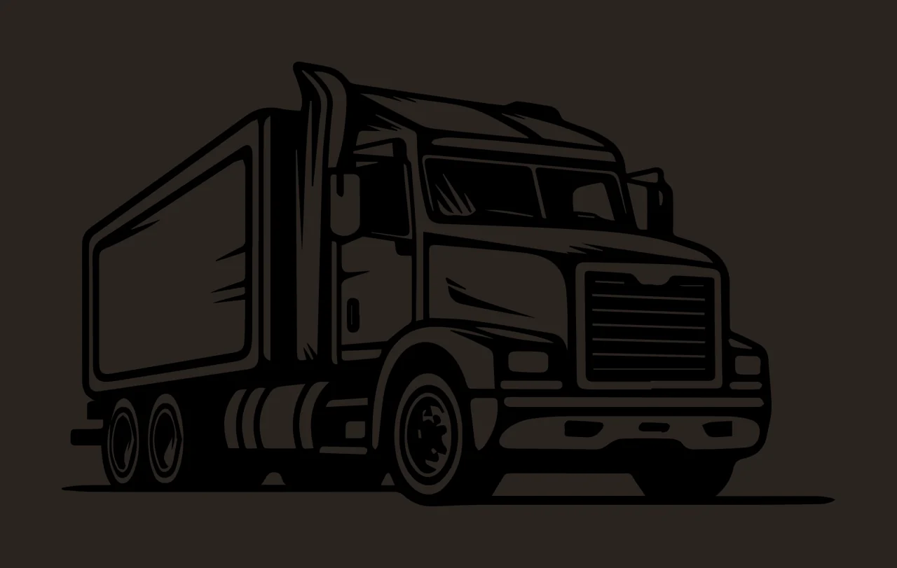 Semi Truck Profile Line Illustration stationary black transportation contrast preview thumbnail
