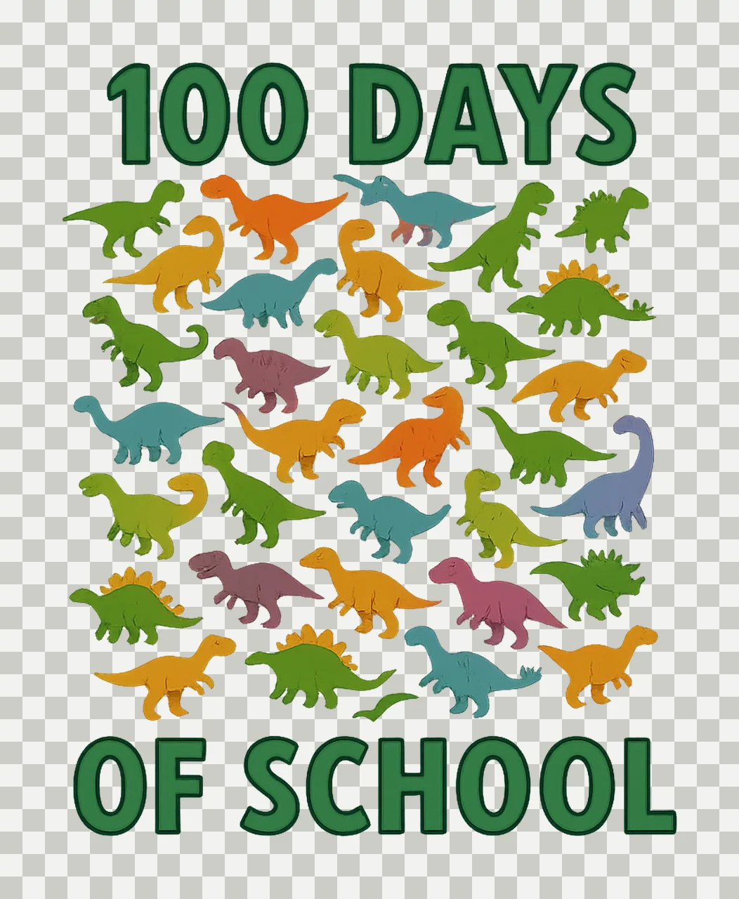 100 Days Of School Dinosaurs 100th Day Boys Rex Design transparency and detail preview thumbnail