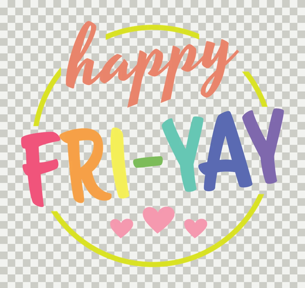 Happy Fri Yay Text Emblem Decorative Typography transparency and detail preview thumbnail
