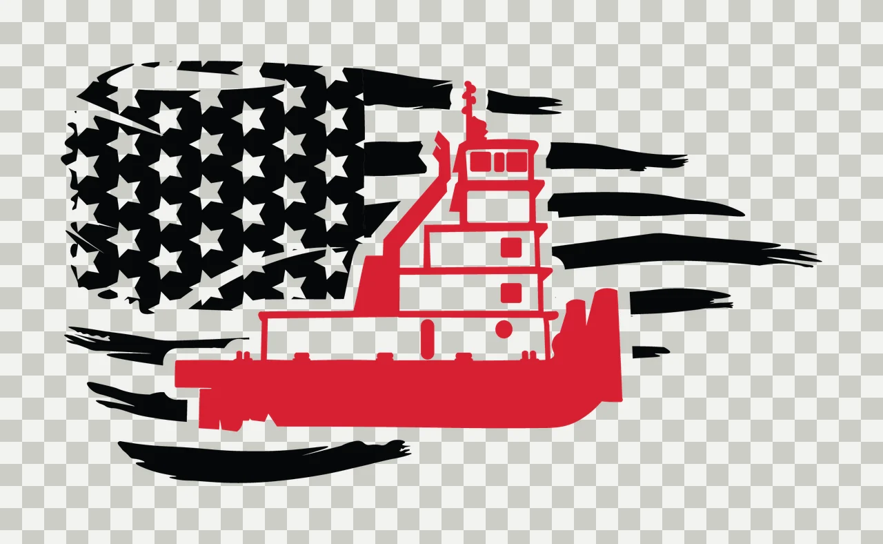 Can Glass Wrap Tugboat With Distressed American Flag transparency and detail preview thumbnail