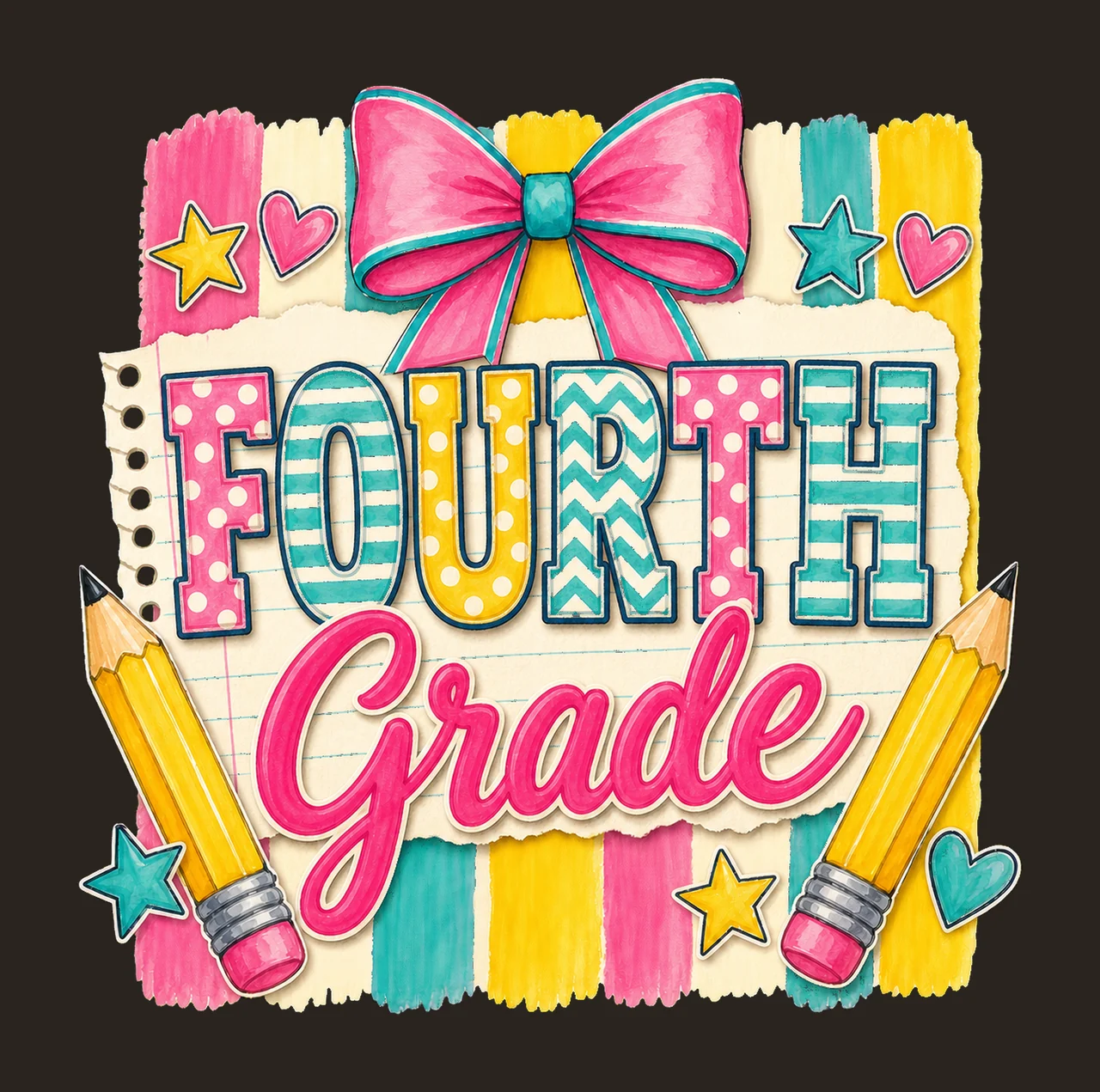 Striped Back To School Pre Kindergarten First Variation F contrast preview thumbnail