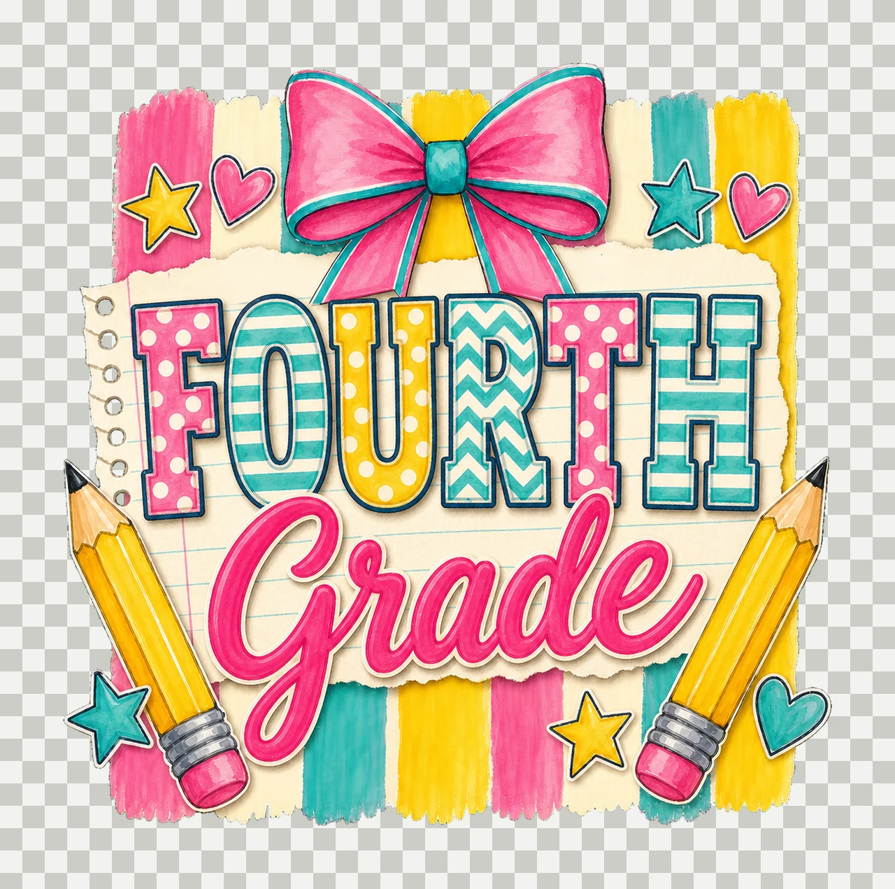 Striped Back To School Pre Kindergarten First Variation F transparency and detail preview thumbnail