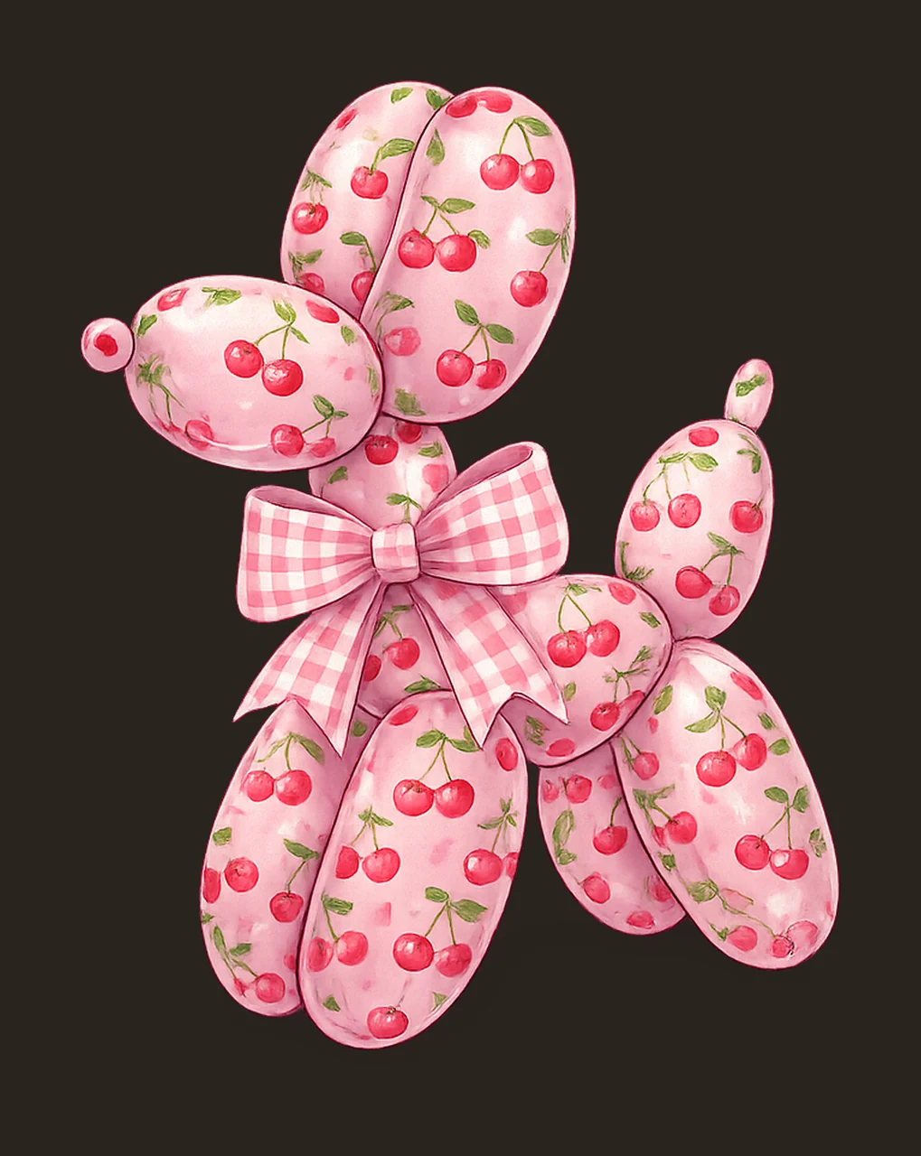 Cute Retro Cherry Coquette Balloon Dog Sublimation Design contrast preview thumbnail