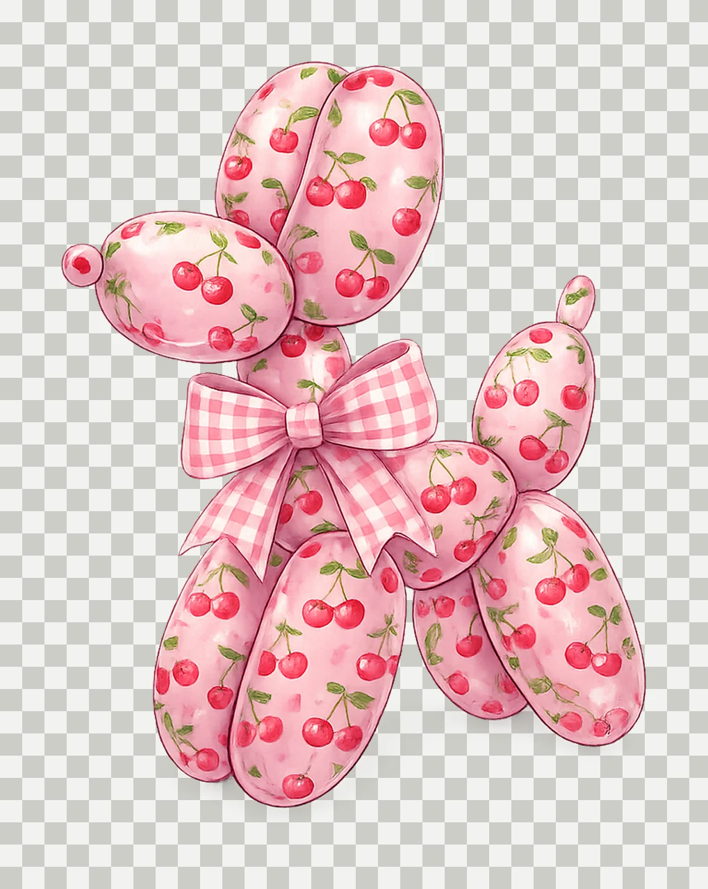 Cute Retro Cherry Coquette Balloon Dog Sublimation Design transparency and detail preview thumbnail