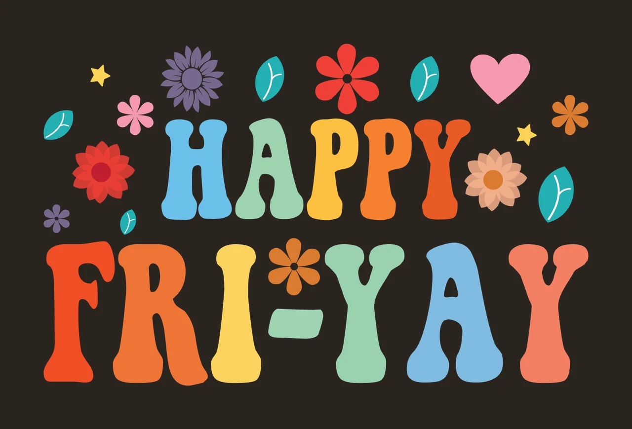 Happy Fri Yay Typography With Flowers And Heart contrast preview thumbnail