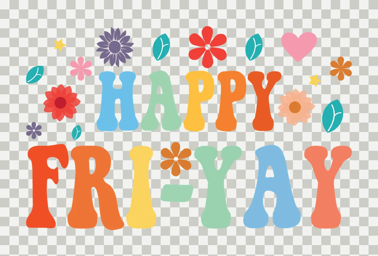Happy Fri Yay Typography With Flowers And Heart transparency and detail preview thumbnail