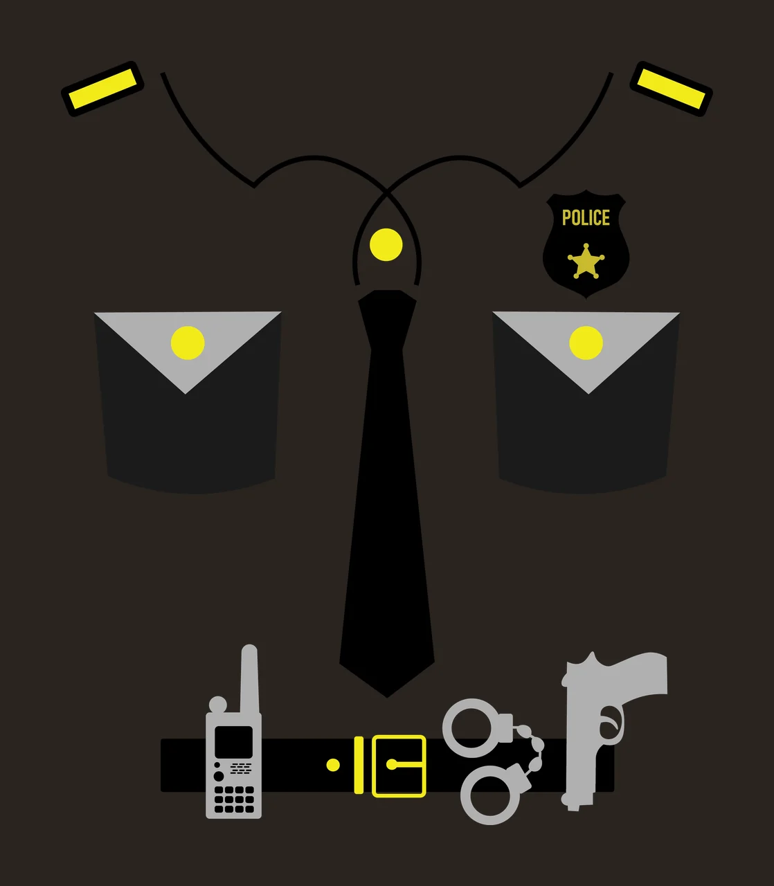 Police Shirt Uniform Silhouette With Tie And Equipment pockets contrast preview thumbnail