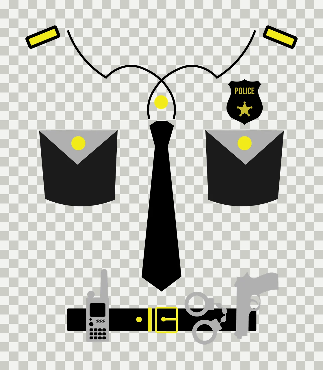 Police Shirt Uniform Silhouette With Tie And Equipment pockets transparency and detail preview thumbnail