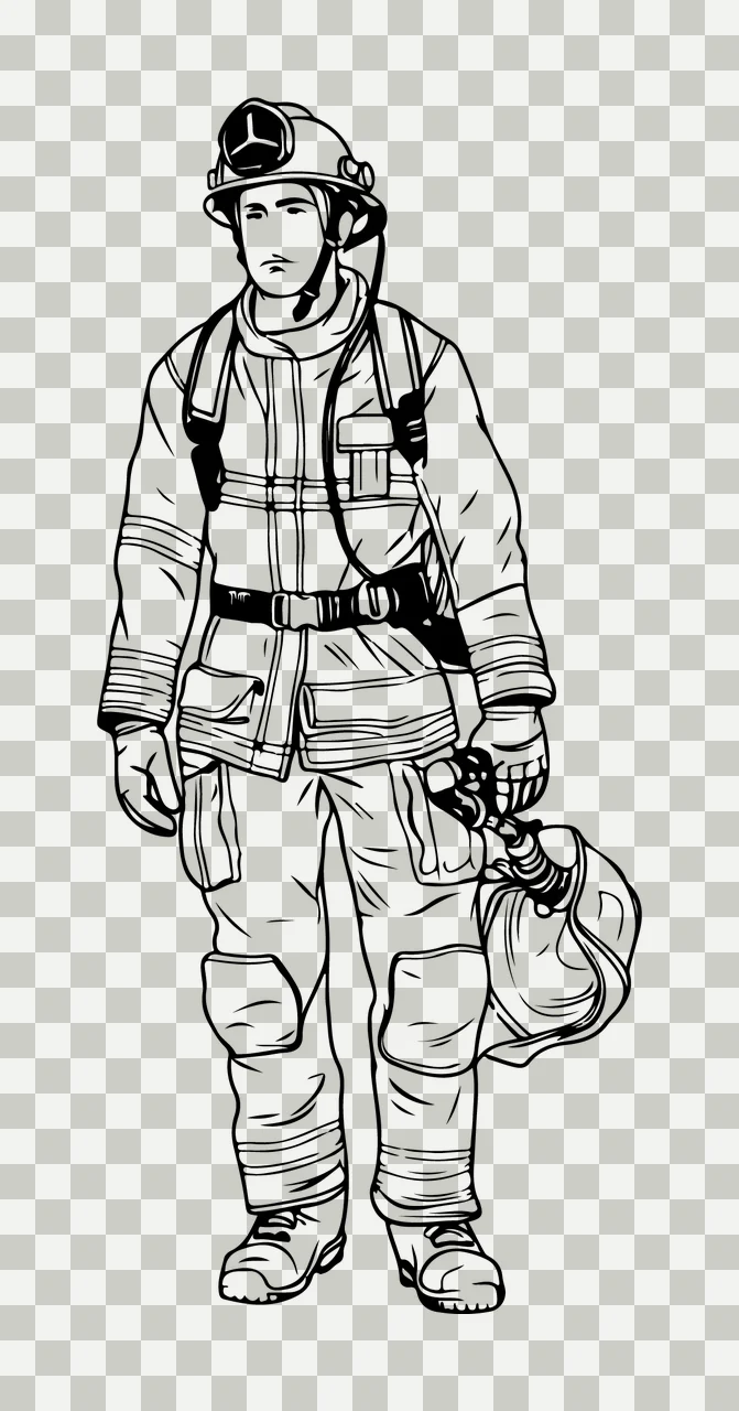 Person In Protective Gear Outline standing clothing helmet transparency and detail preview thumbnail