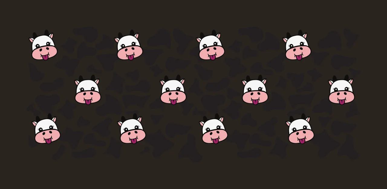Cow Can Glass Wrap Spots Pattern With Animal head icons repeat contrast preview thumbnail