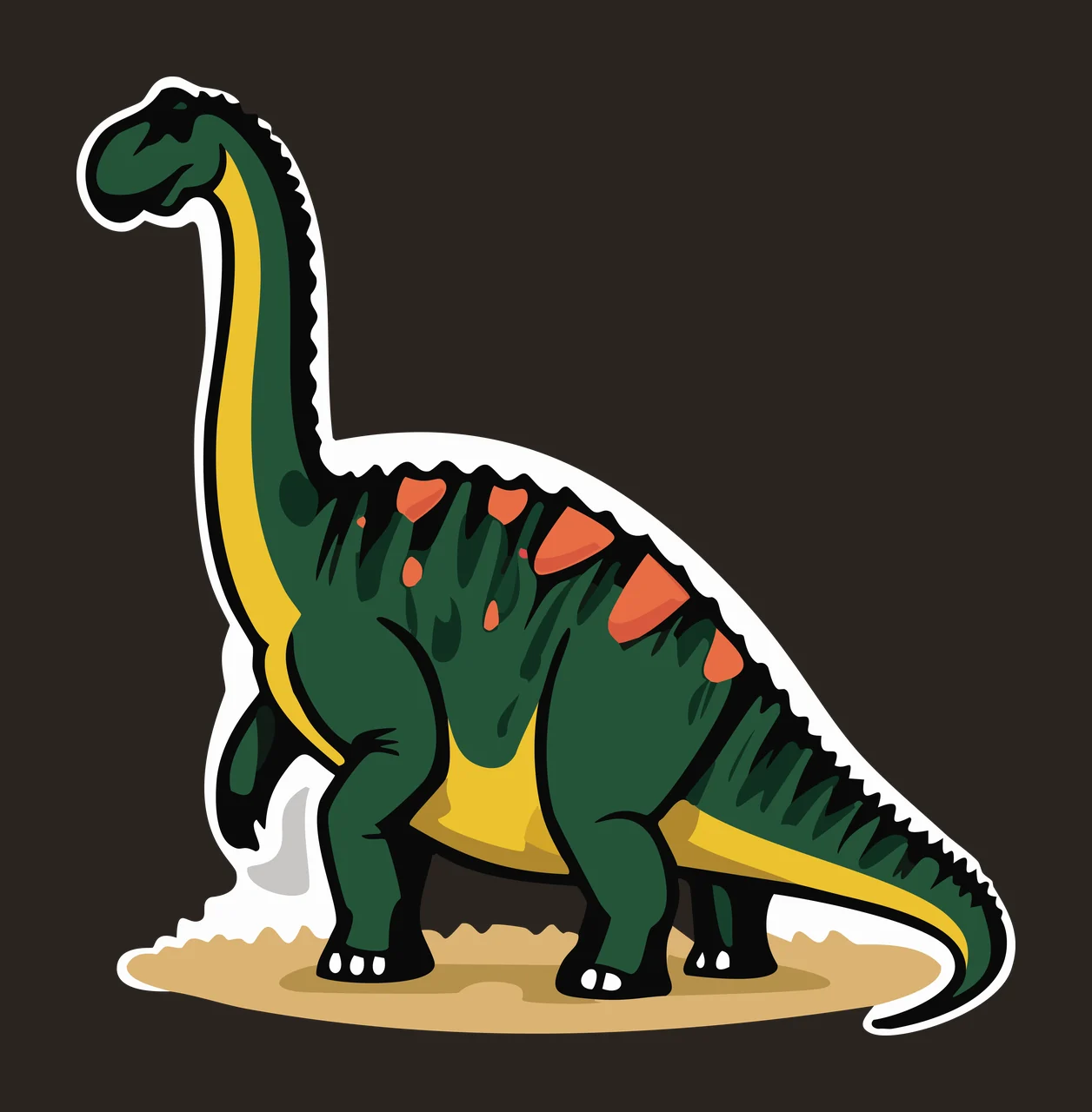 Dinosaur Black Silhouette Of Long Necked standing ground tail contrast preview thumbnail