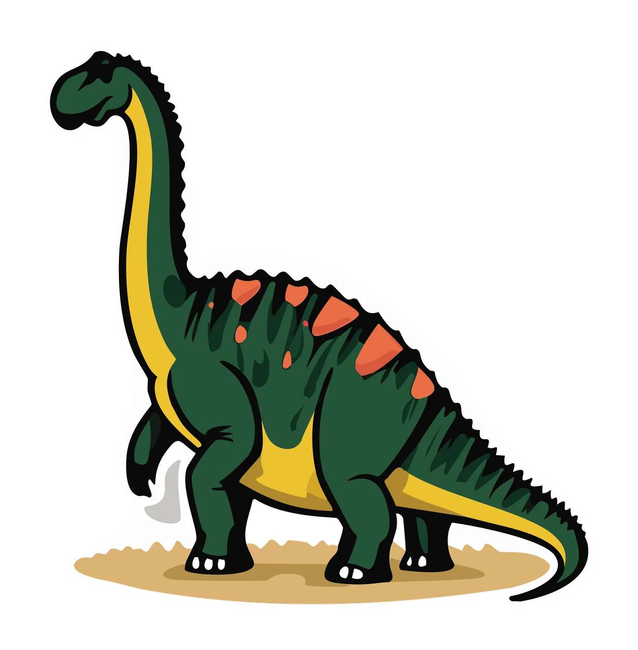 Dinosaur Black Silhouette Of Long Necked standing ground tail