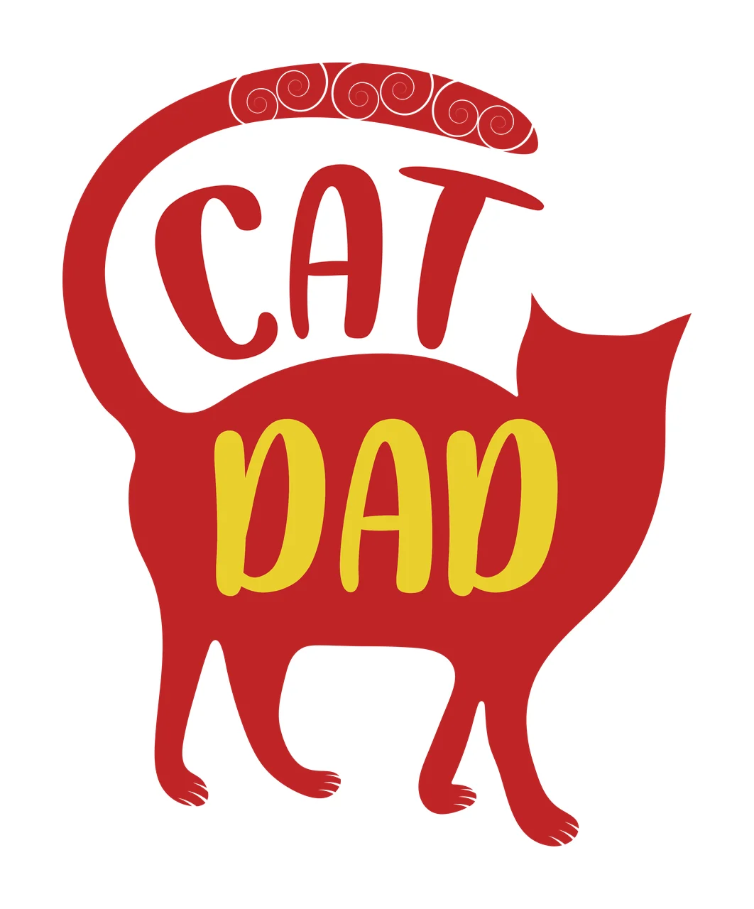 Cat Dad Text With Silhouette standing black typography pet