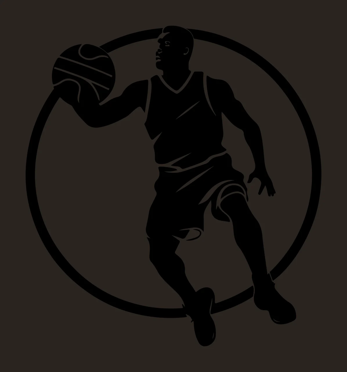Can Glass Wrap Basketball Player In Circle Silhouette contrast preview thumbnail