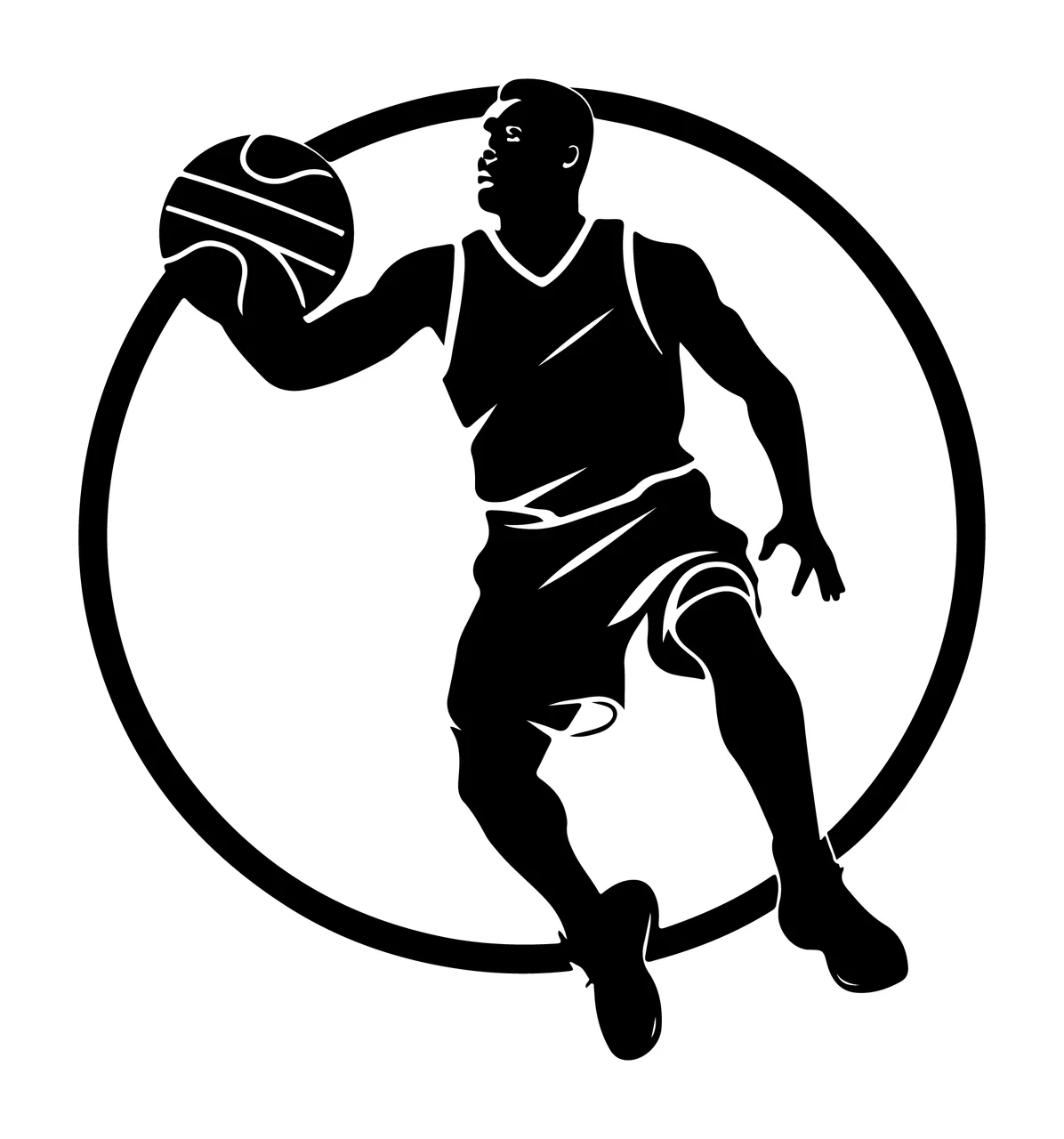 Can Glass Wrap Basketball Player In Circle Silhouette