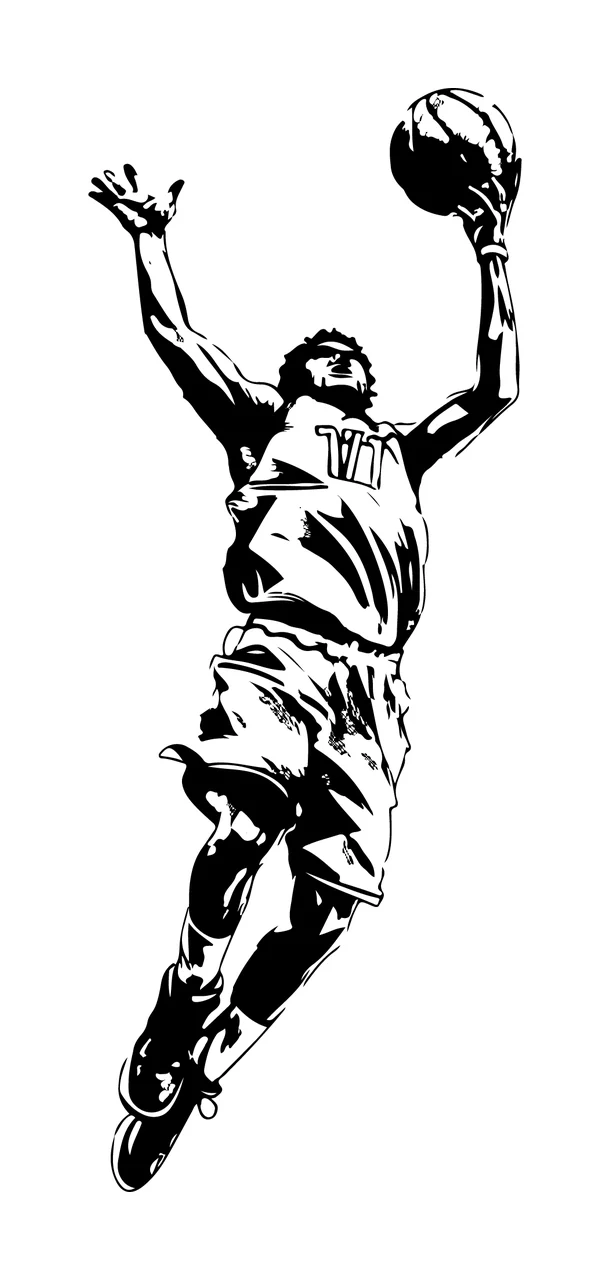 Leaping Athlete With Basketball Silhouette jumping shorts shirt