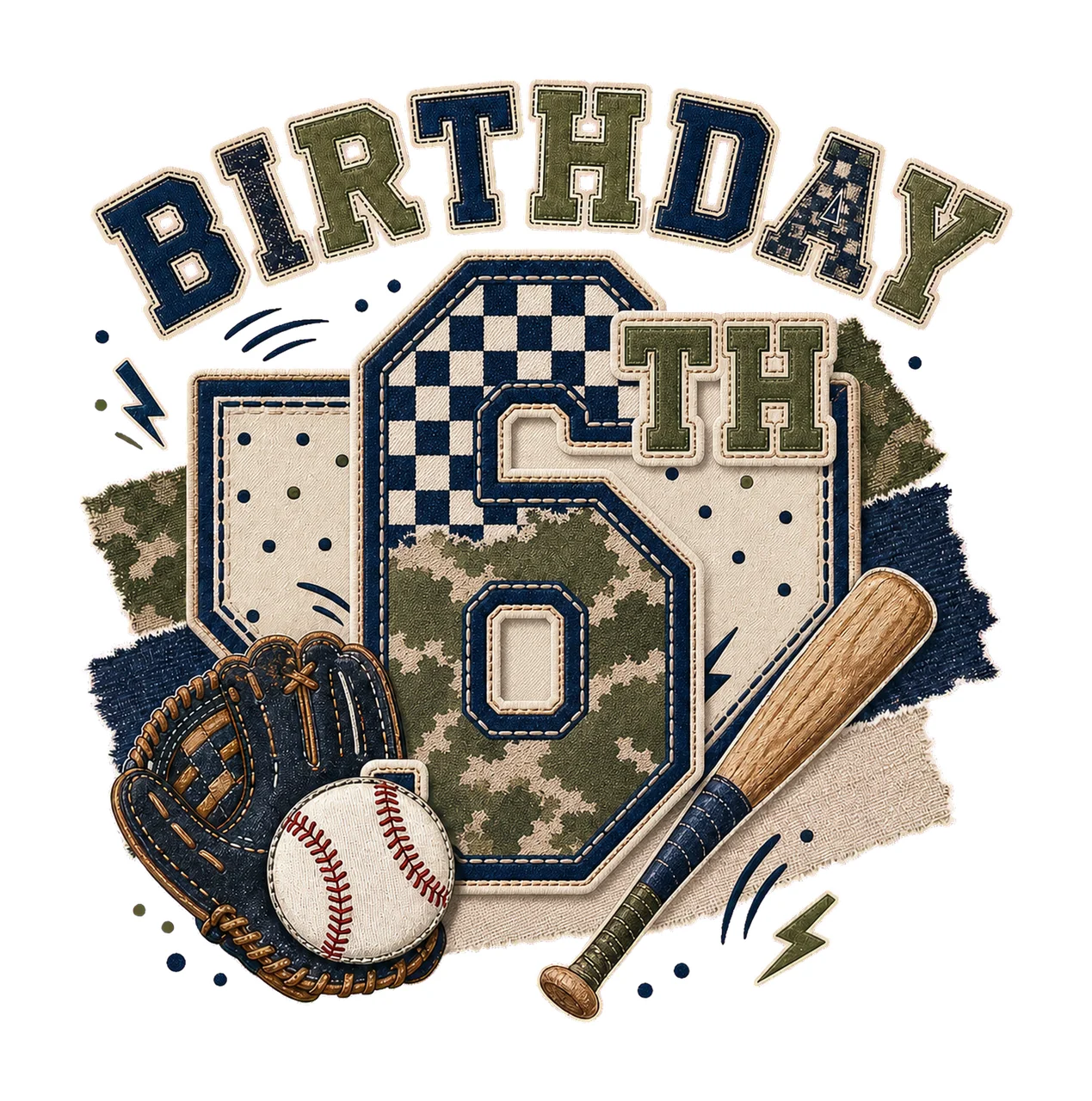Star Camo Baseball Birthday age 06