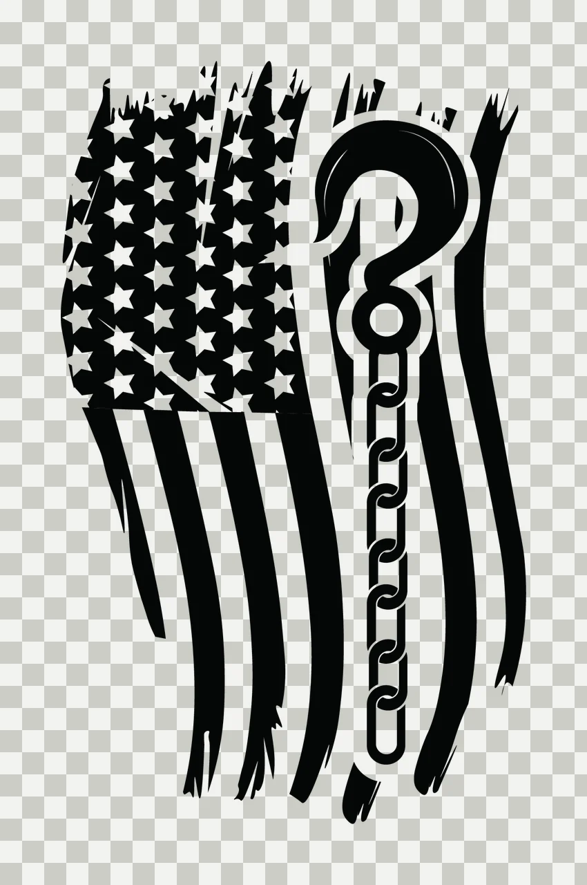 Towing Flag American With Tow Hook and chain grunge black transparency and detail preview thumbnail