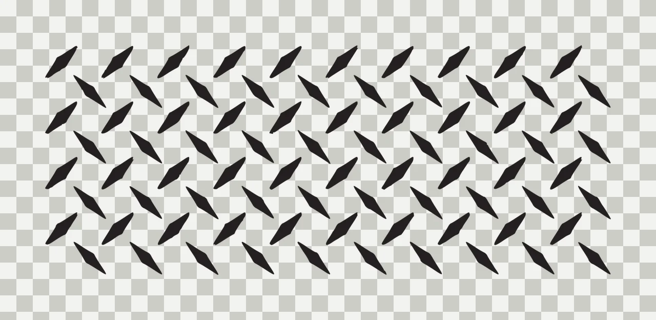 Diamond plate pattern Illustration with diamond shapes, tread pattern, industrial texture and diagonal rows in black and white transparency and detail preview thumbnail