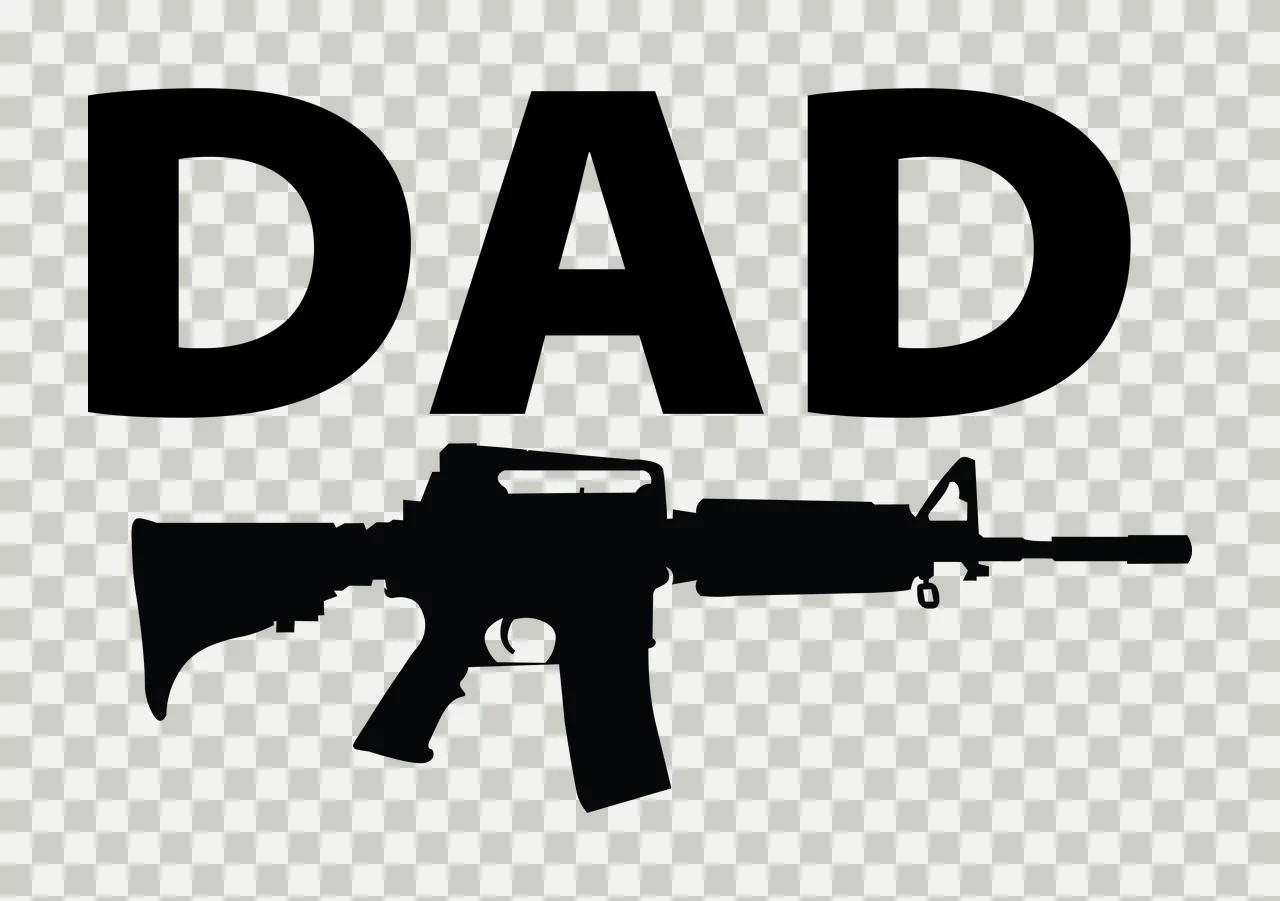 Dad Typography With A Rifle Silhouette Graphic black white transparency and detail preview thumbnail